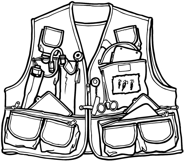 Fishing vest vinyl sticker. Customize on line. Fishing 038-0080